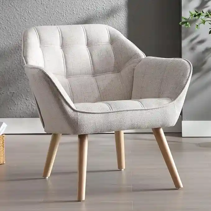 Sillon Ya-Home de lino con patas de madera